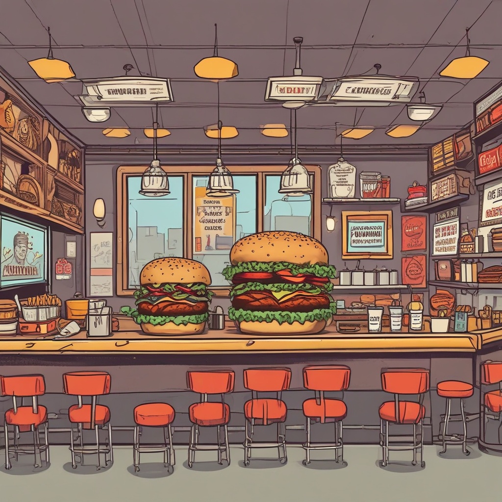 Burger Hub with burgers and fries