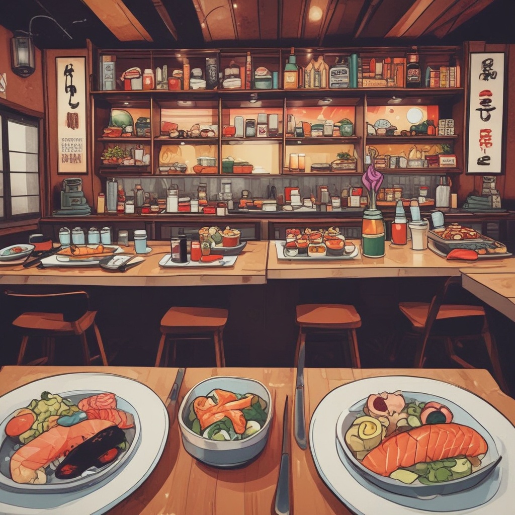 Restaurant 1 with sushi and ramen